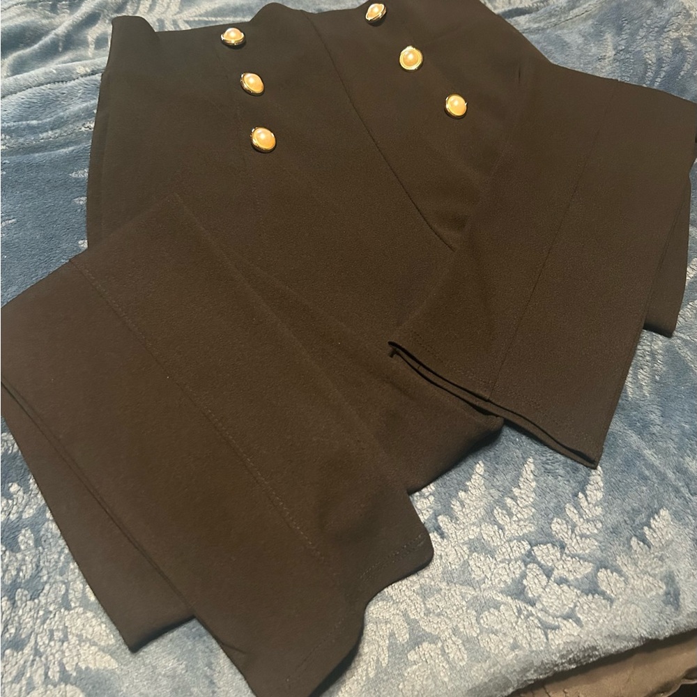 Black Pants with Gold Button Accents